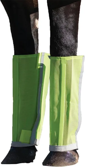 Schneiders Dura-Mesh BugGuard Horse Fly Boots | Set of 4 | Reflective Safety Strips | 1000D Poly Vinyl Mesh | Tapered Cone Fit | Color Lime | Size Small
