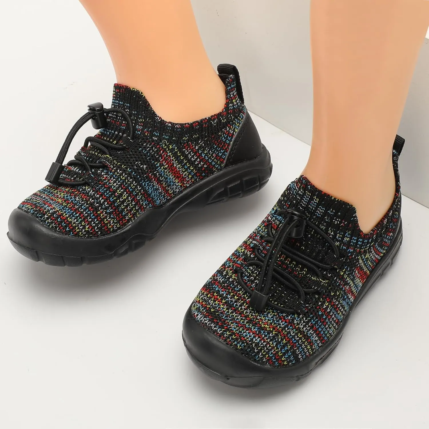 Scurtain Toddler Shoes Boys Girls Tennis Shoes Kids Barefoot Shoes Slip on Sneakers Breathable Walking Running Shoes
