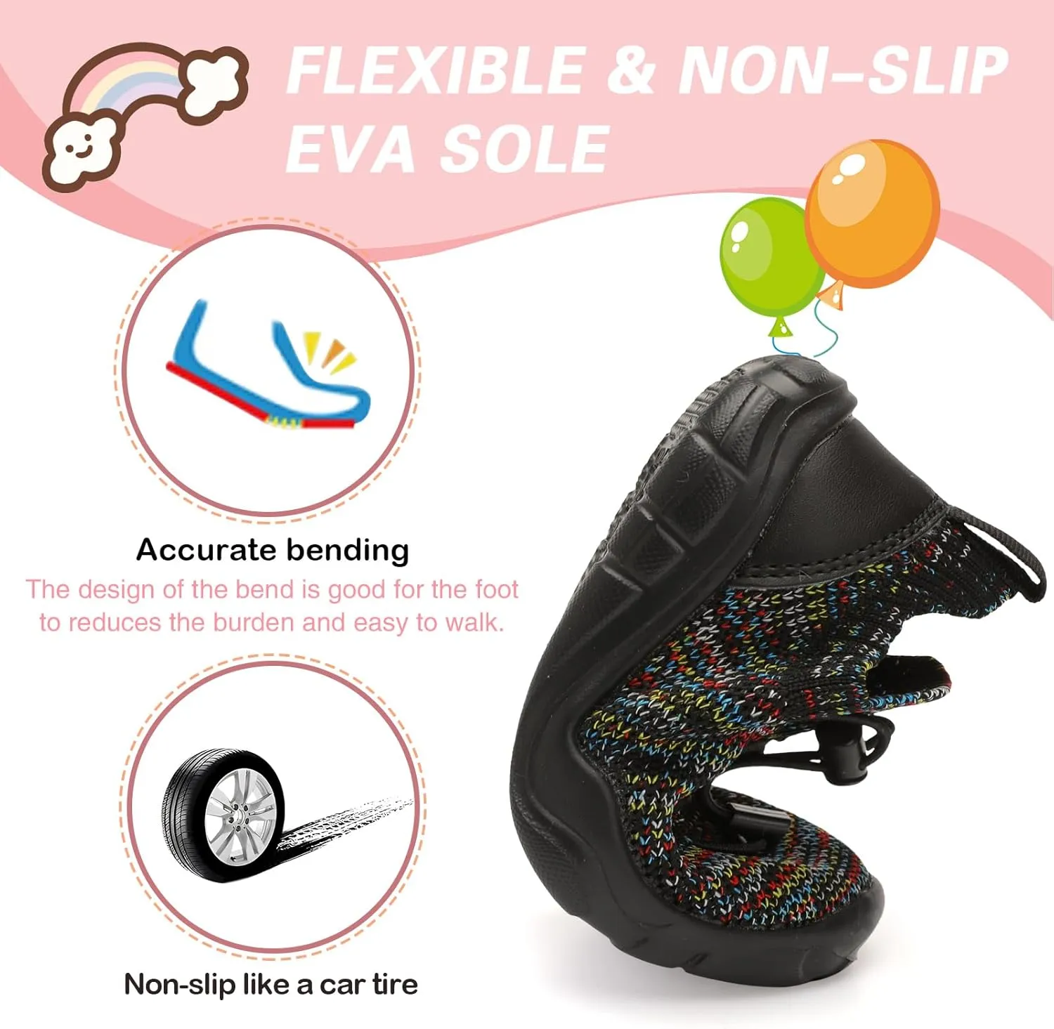 Scurtain Toddler Shoes Boys Girls Tennis Shoes Kids Barefoot Shoes Slip on Sneakers Breathable Walking Running Shoes