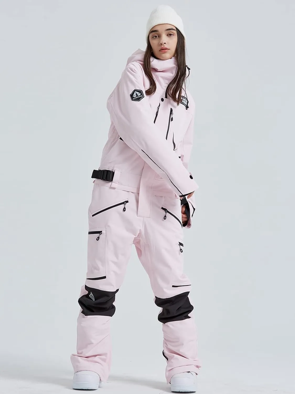 SEARIPE Women and Men's Ski Suits One Piece Jumpsuit Winter Outdoor Waterproof Warm Snowsuits