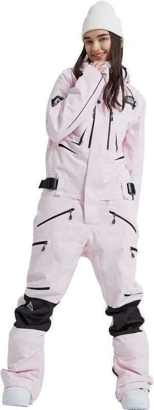 SEARIPE Women and Men's Ski Suits One Piece Jumpsuit Winter Outdoor Waterproof Warm Snowsuits