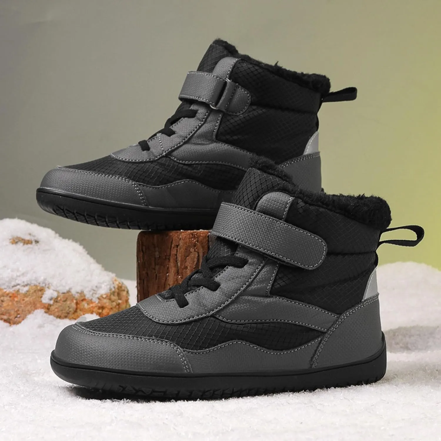 SECHRITE Toddler Barefoot Boots Girls Boys Winter Barefoot Shoes Waterproof Ankle Snow Boots High Top Outdoor Minimalist Wide Sneakers for Cold Weather Naturally Splay
