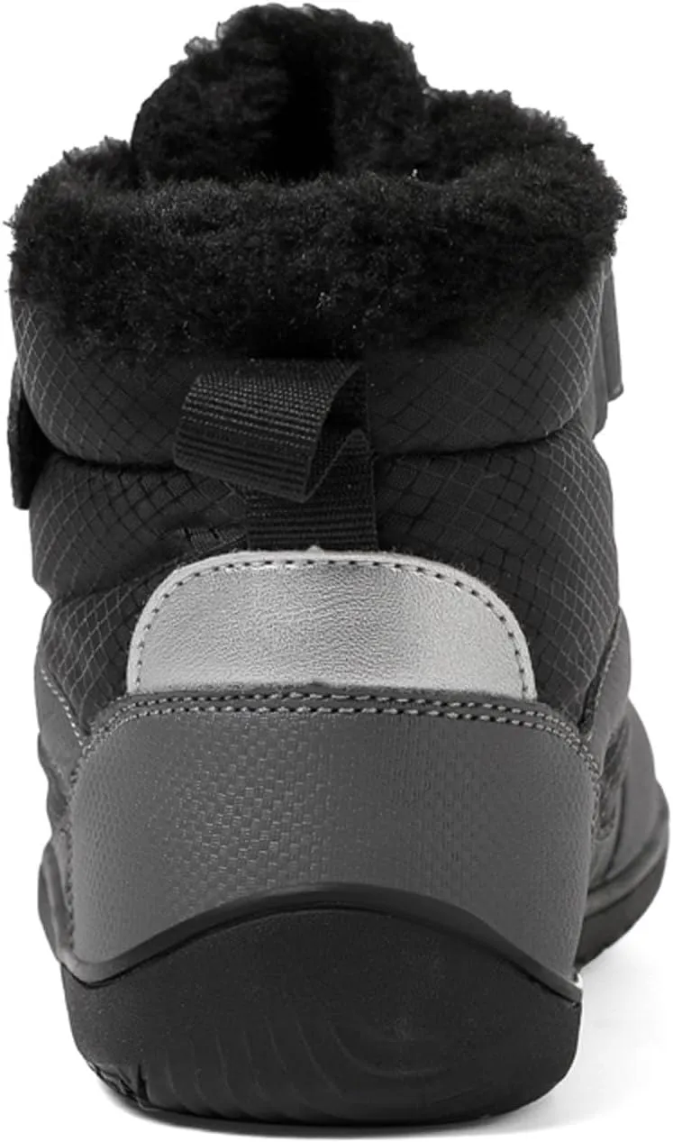SECHRITE Toddler Barefoot Boots Girls Boys Winter Barefoot Shoes Waterproof Ankle Snow Boots High Top Outdoor Minimalist Wide Sneakers for Cold Weather Naturally Splay
