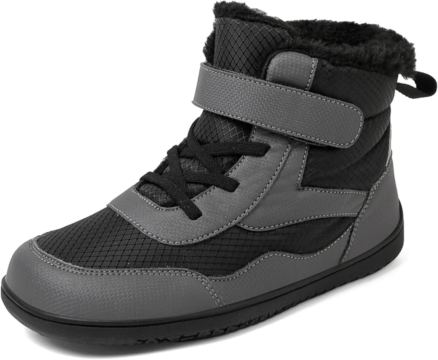SECHRITE Toddler Barefoot Boots Girls Boys Winter Barefoot Shoes Waterproof Ankle Snow Boots High Top Outdoor Minimalist Wide Sneakers for Cold Weather Naturally Splay