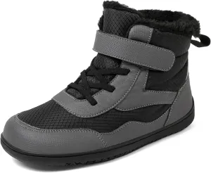 SECHRITE Toddler Barefoot Boots Girls Boys Winter Barefoot Shoes Waterproof Ankle Snow Boots High Top Outdoor Minimalist Wide Sneakers for Cold Weather Naturally Splay