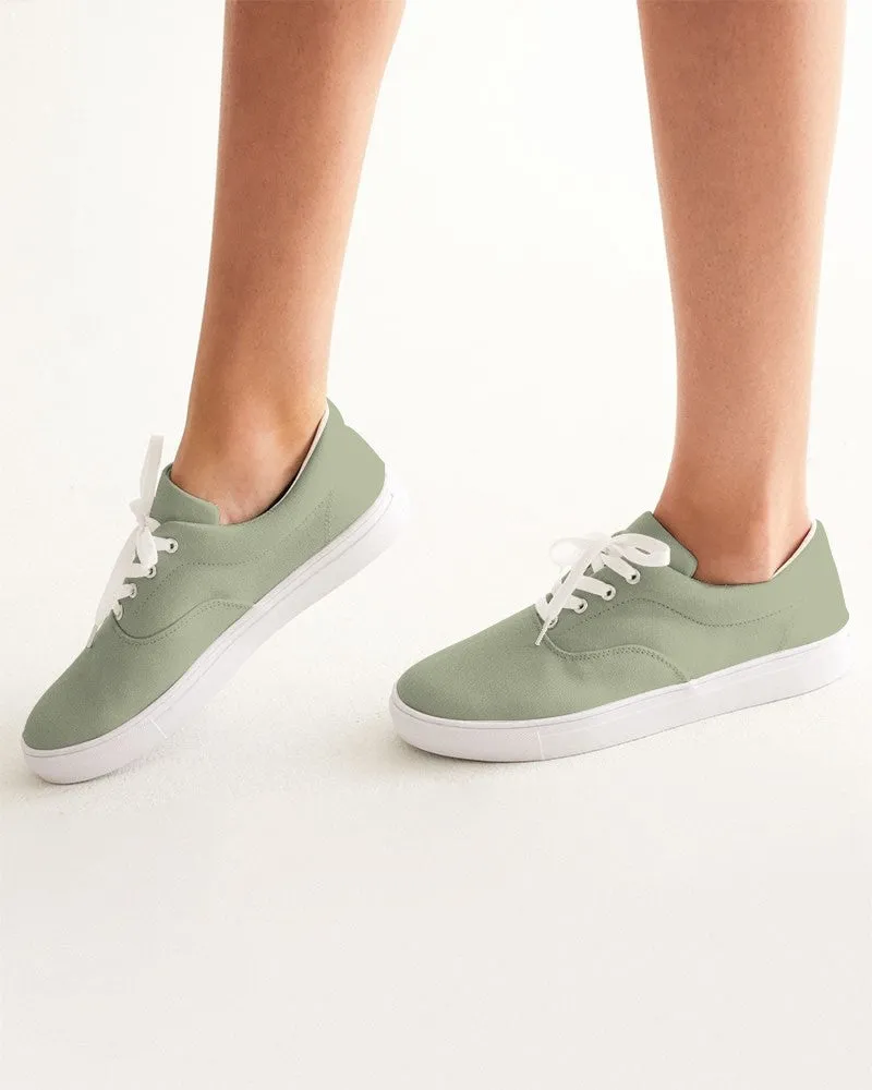 Shaded Pale Pastel Warm Green Gray Canvas Sneakers | Women's | C8M0Y30K30