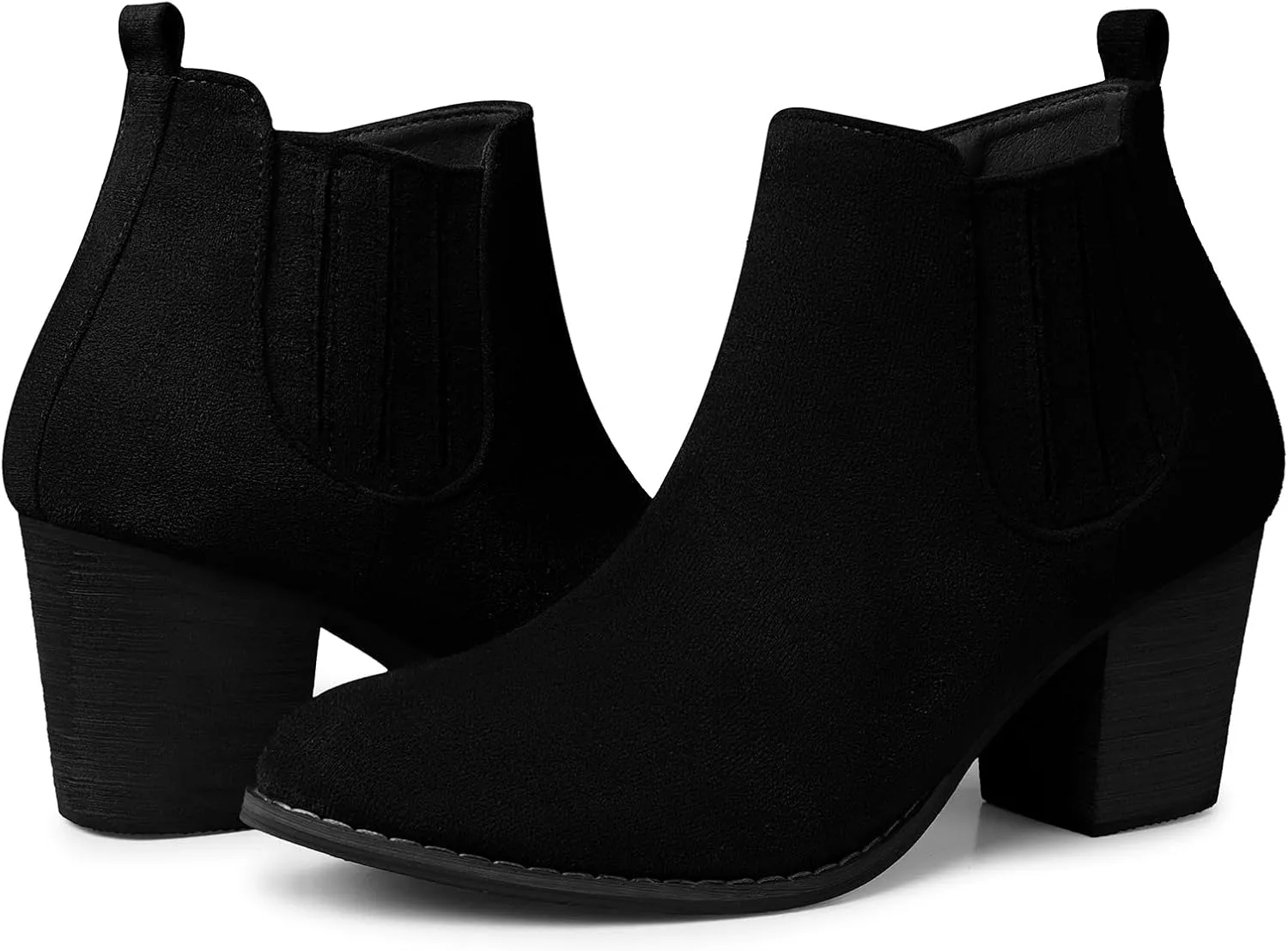 SHIBEVER Ankle Boots for Women Heel: Pointed Toe Chunky Block Low Heels Winter Fall Side Zipper Short Booties