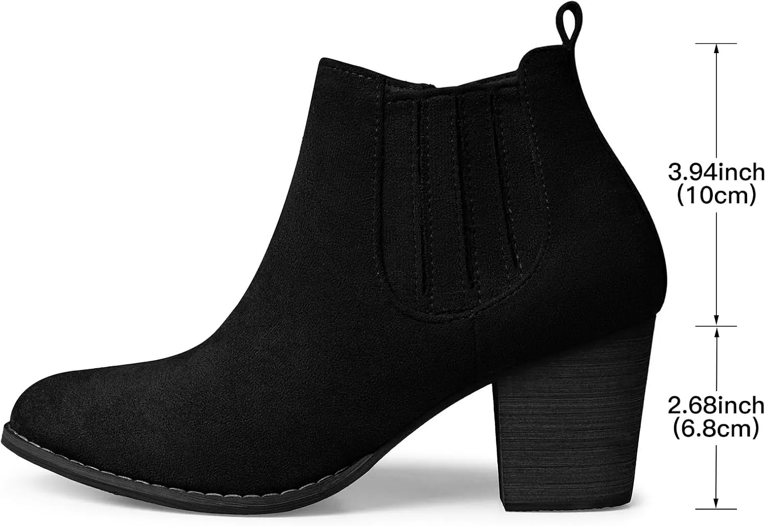 SHIBEVER Ankle Boots for Women Heel: Pointed Toe Chunky Block Low Heels Winter Fall Side Zipper Short Booties