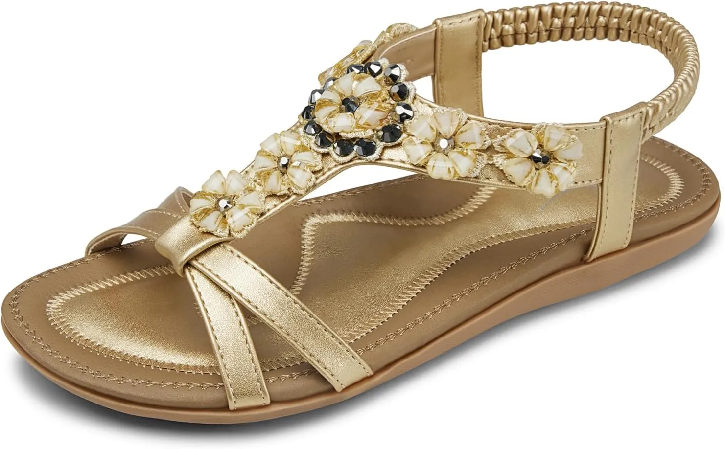 SHIBEVER Flat Sandals for Women Dressy: Summer Comfortable Ankle Strap Womens Sandal
