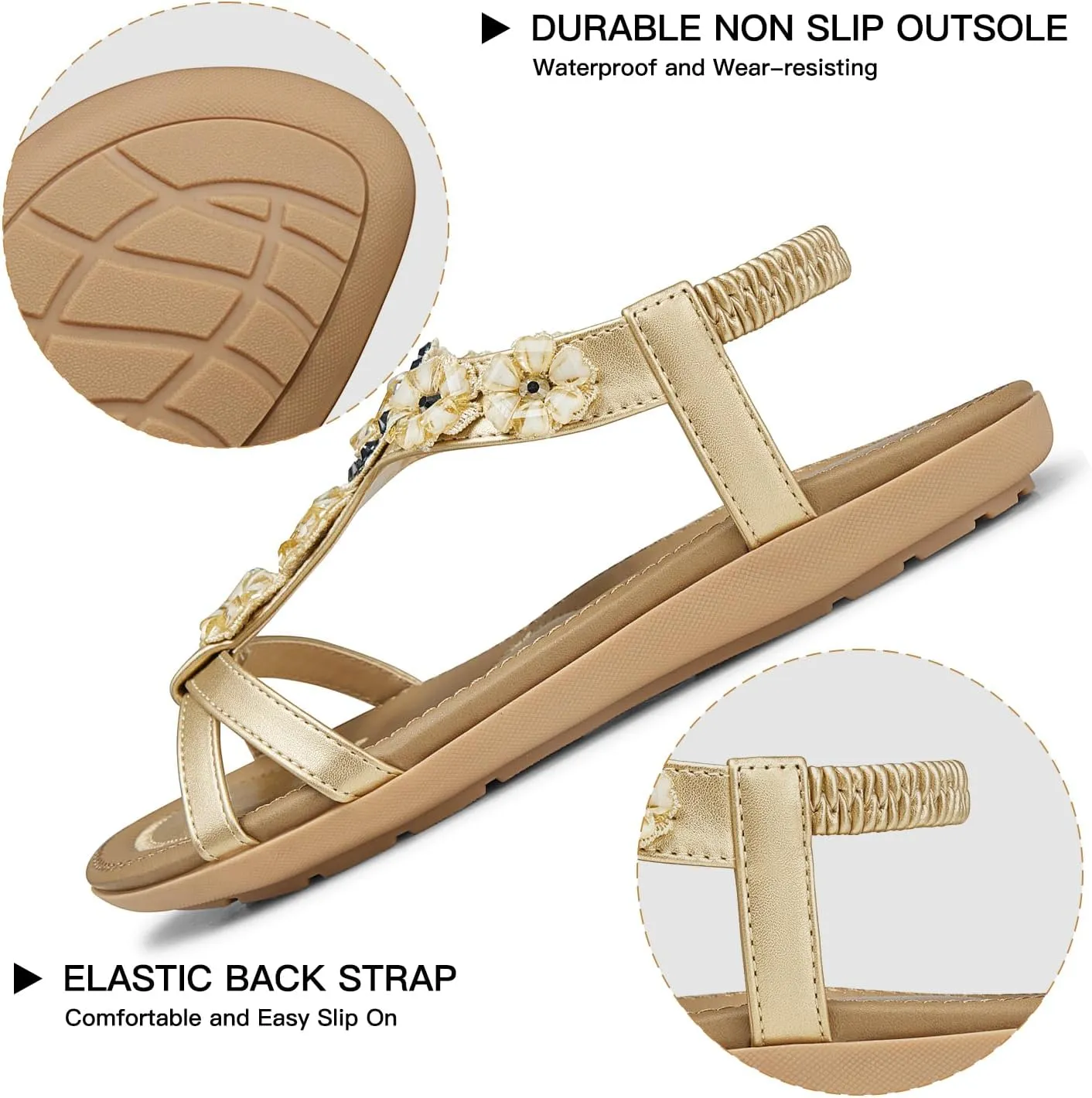SHIBEVER Flat Sandals for Women Dressy: Summer Comfortable Ankle Strap Womens Sandal