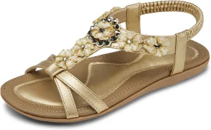 SHIBEVER Flat Sandals for Women Dressy: Summer Comfortable Ankle Strap Womens Sandal