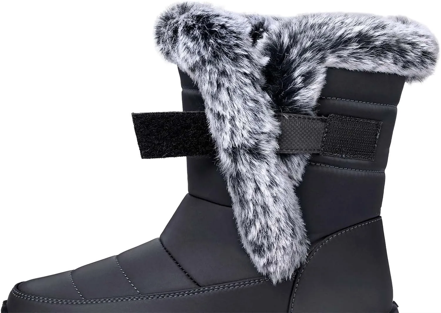 SHIBEVER Waterproof Winter Boots for Women: Snow Mid Calf Fur Lined Warm Women Boot Outdoor Resistant Booties
