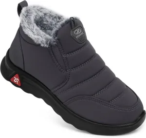 SHIBEVER Winter Boots for Women: Black Warm Fur Lined Slip on Ankle Snow Boots Comfortable Waterproof Outdoor Shoes Size
