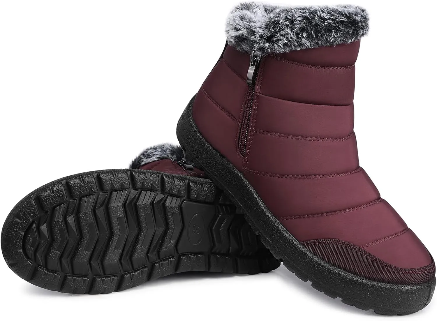 SHIBEVER Winter Boots For Women Snow: Warm Fur Lined Waterproof Ankle Boots - Outdoor Walking Non Slip Booties