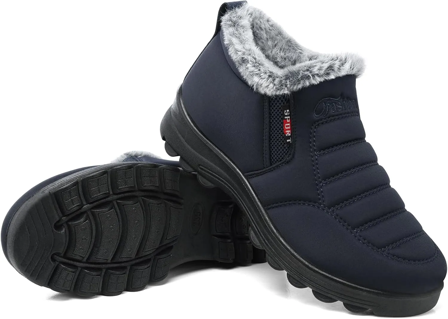 SHIBEVER Womens Snow Boots Ankle Booties Waterproof Winter Boots Synthetic Leather Side Zip Fashion Boots