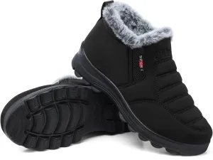 SHIBEVER Womens Snow Boots Ankle Booties Waterproof Winter Boots Synthetic Leather Side Zip Fashion Boots