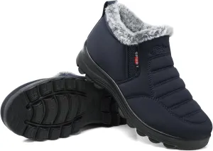 SHIBEVER Womens Snow Boots Ankle Booties Waterproof Winter Boots Synthetic Leather Side Zip Fashion Boots