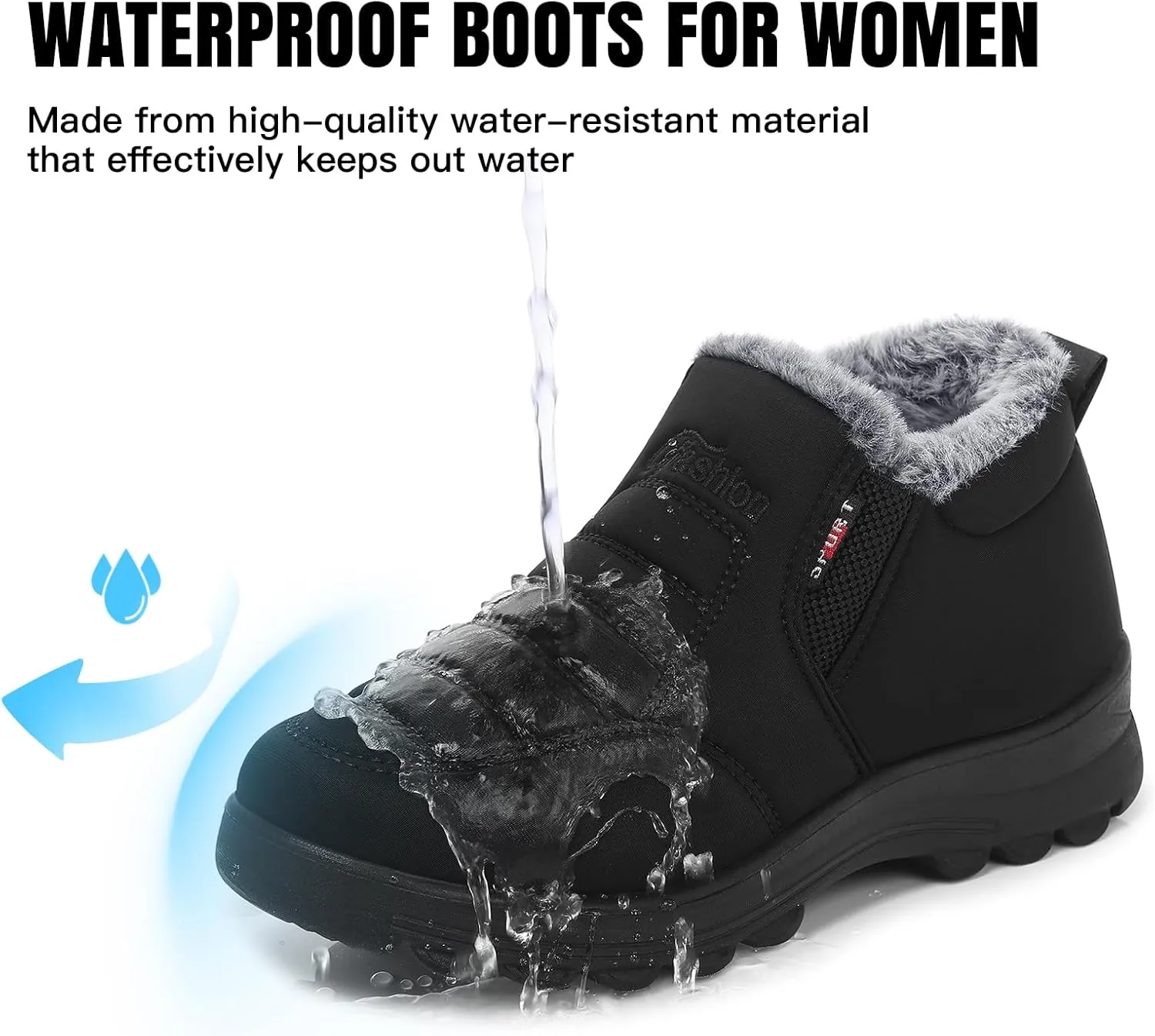 SHIBEVER Womens Snow Boots Ankle Booties Waterproof Winter Boots Synthetic Leather Side Zip Fashion Boots