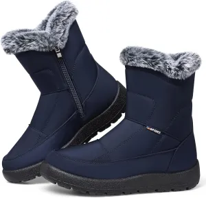 SHIBEVER Womens Winter Boots Warm: Womens Waterproof Snow Boots Ankle Casual Cold Weather Fur Lined Comfortable Booties