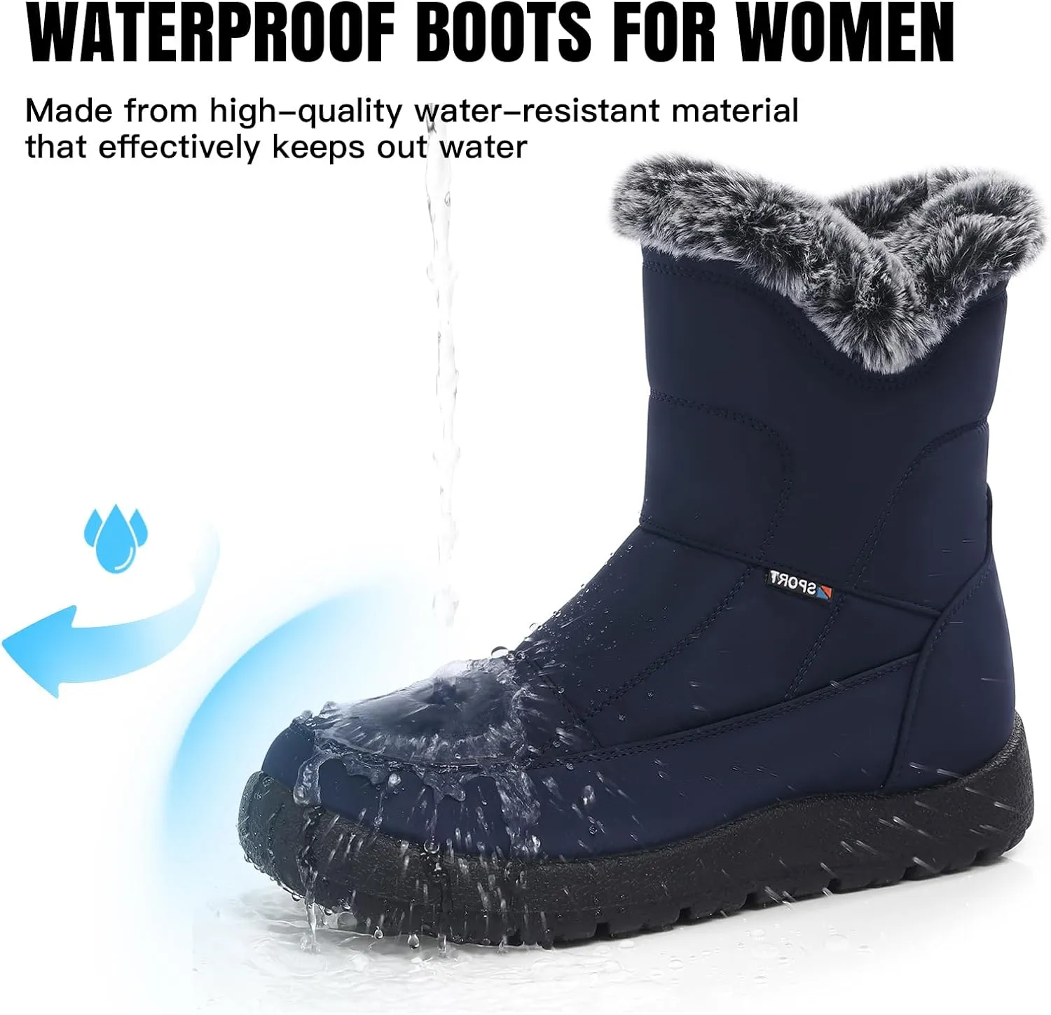 SHIBEVER Womens Winter Boots Warm: Womens Waterproof Snow Boots Ankle Casual Cold Weather Fur Lined Comfortable Booties