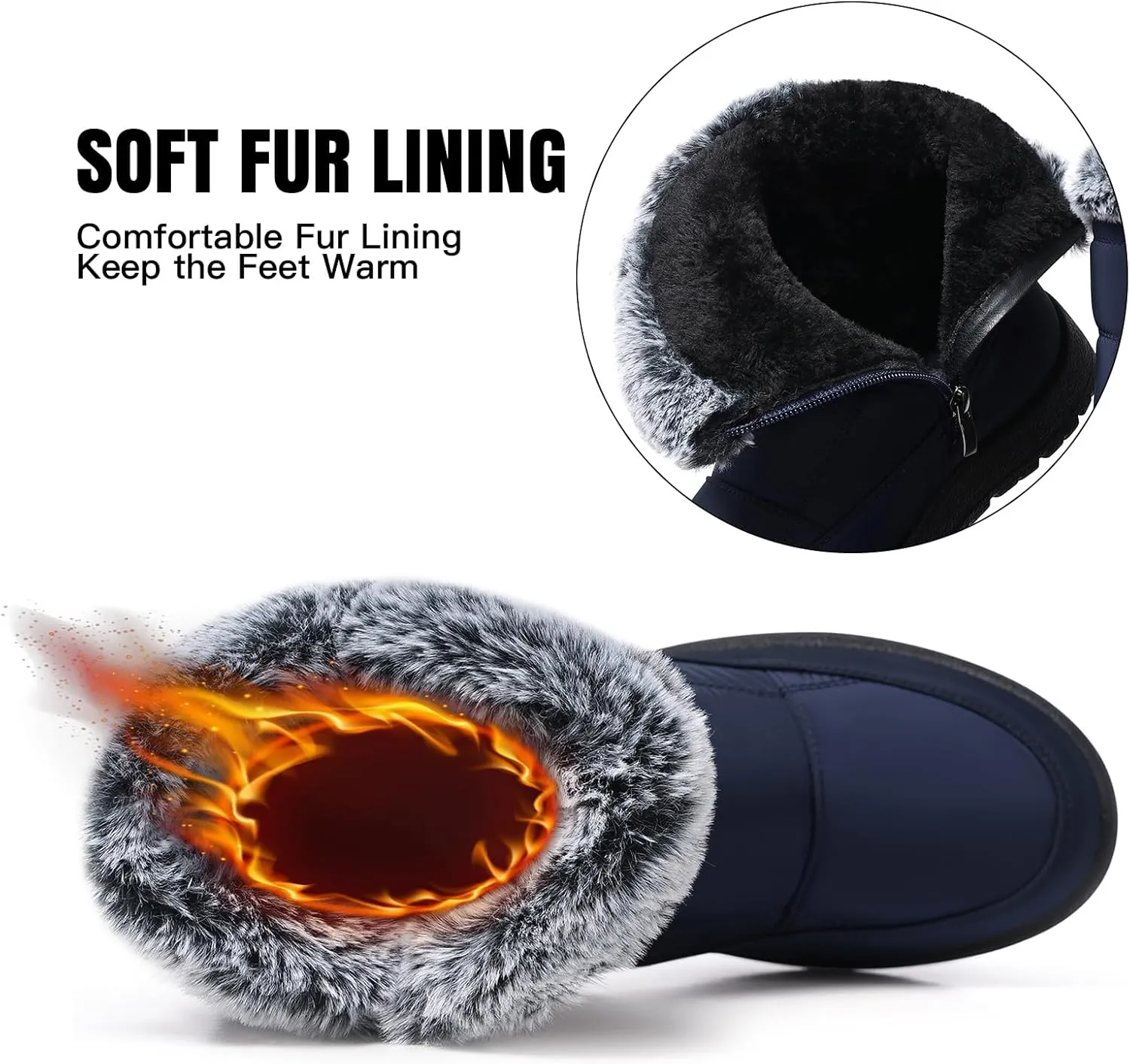 SHIBEVER Womens Winter Boots Warm: Womens Waterproof Snow Boots Ankle Casual Cold Weather Fur Lined Comfortable Booties