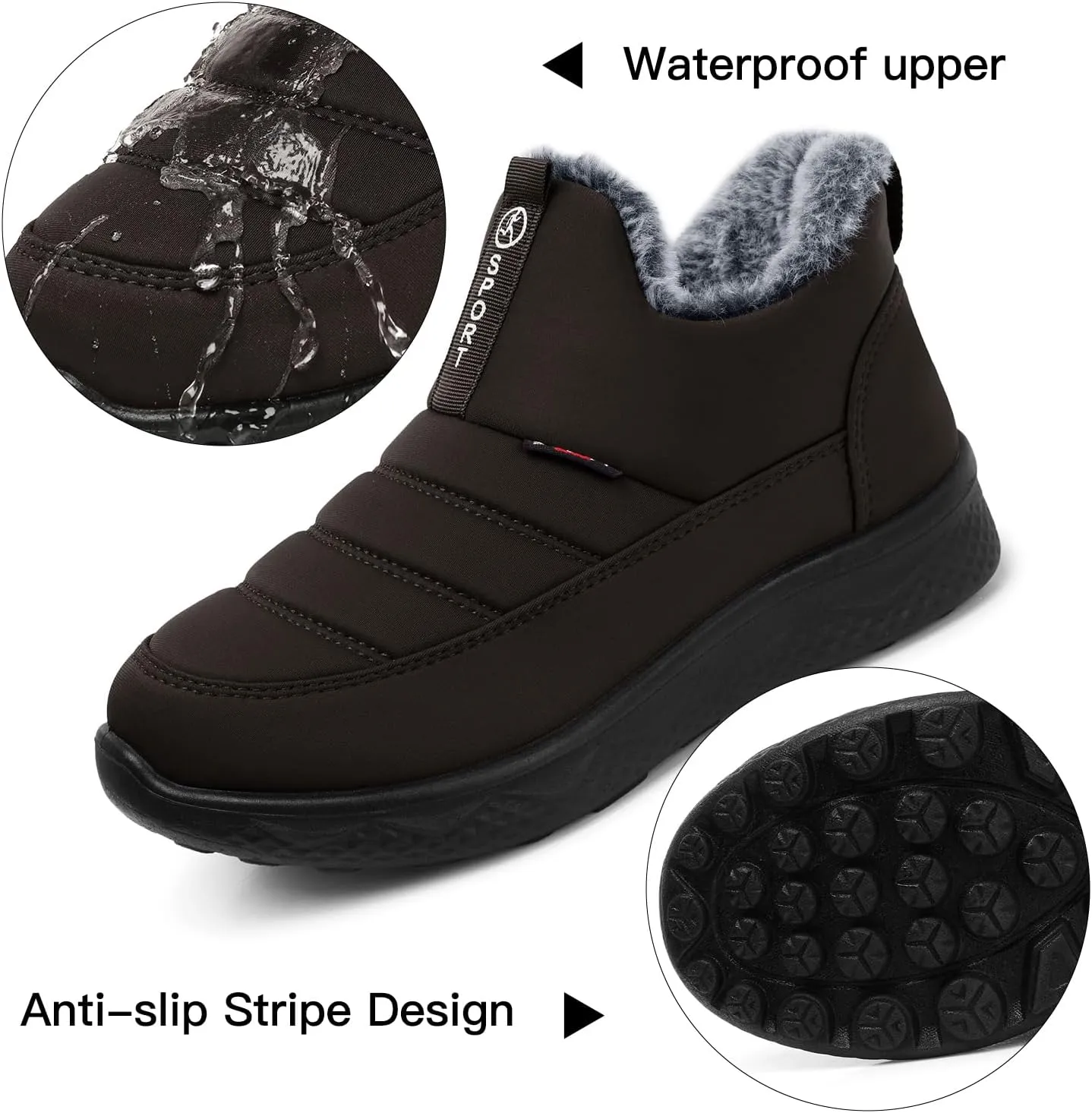 SHIBEVER Womens Winter Snow Boots: Women Ankle Booties Warm Fur Lined Waterproof Insulated Slip On Outdoor Shoes