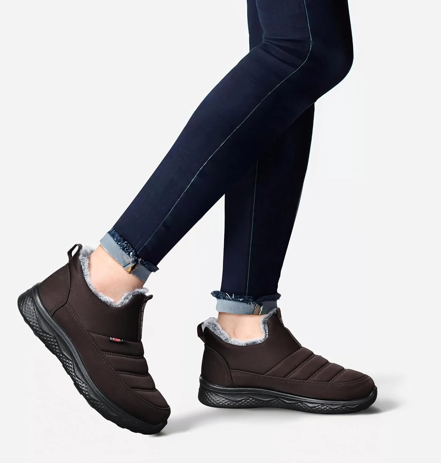 SHIBEVER Womens Winter Snow Boots: Women Ankle Booties Warm Fur Lined Waterproof Insulated Slip On Outdoor Shoes