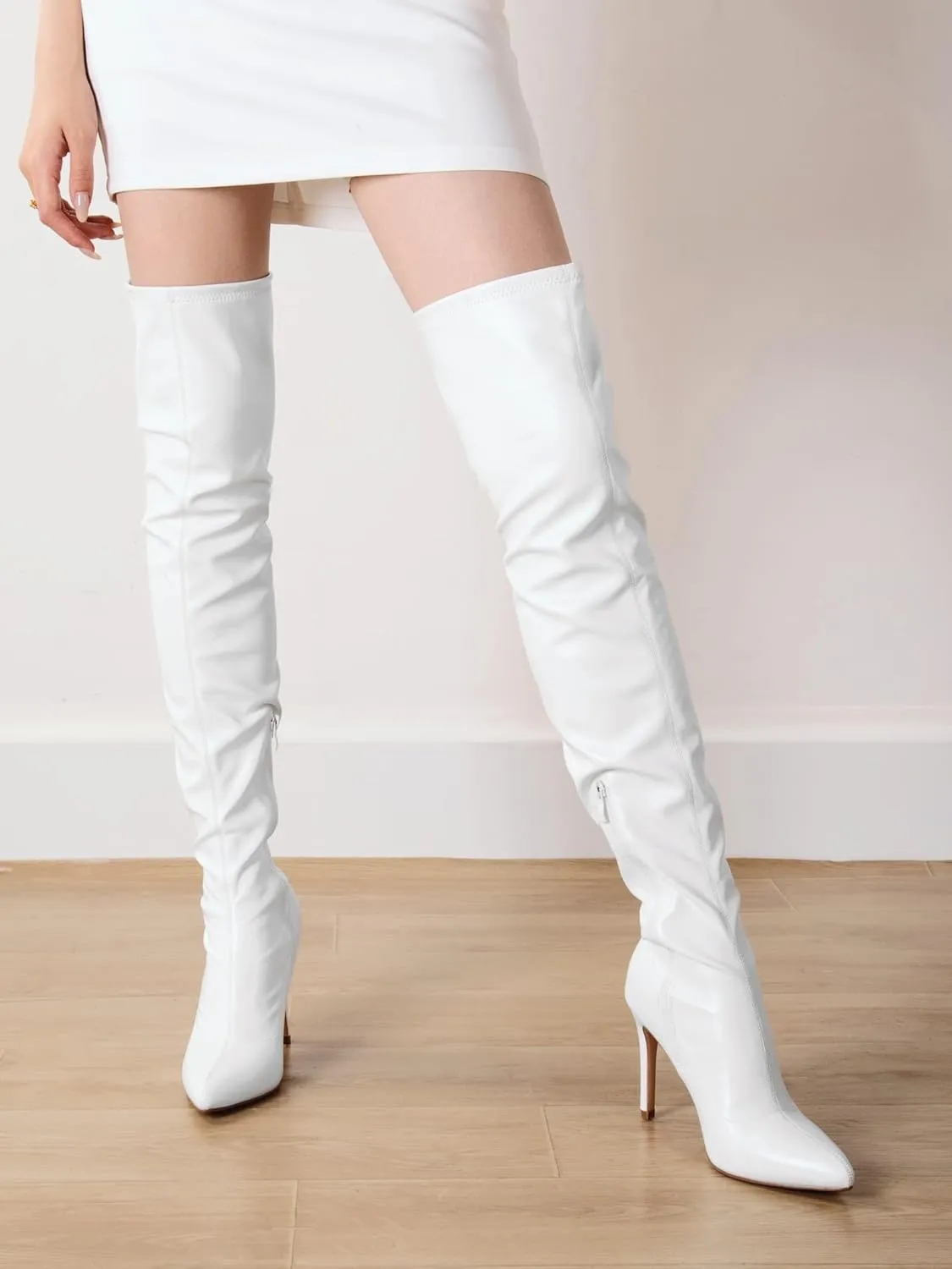 Shoe'N Tale Women Over The Knee High Stretchy Leather Thigh High Snow Boots