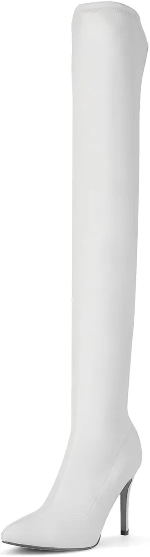 Shoe'N Tale Women Over The Knee High Stretchy Leather Thigh High Snow Boots