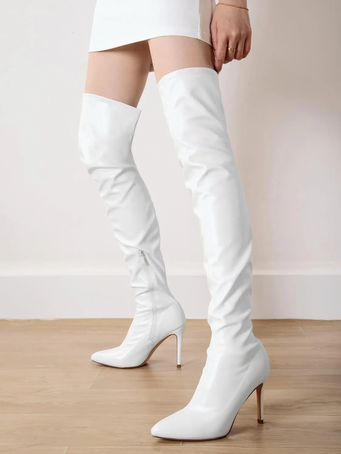 Shoe'N Tale Women Over The Knee High Stretchy Leather Thigh High Snow Boots