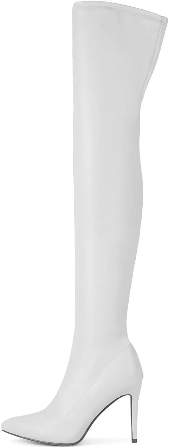 Shoe'N Tale Women Over The Knee High Stretchy Leather Thigh High Snow Boots