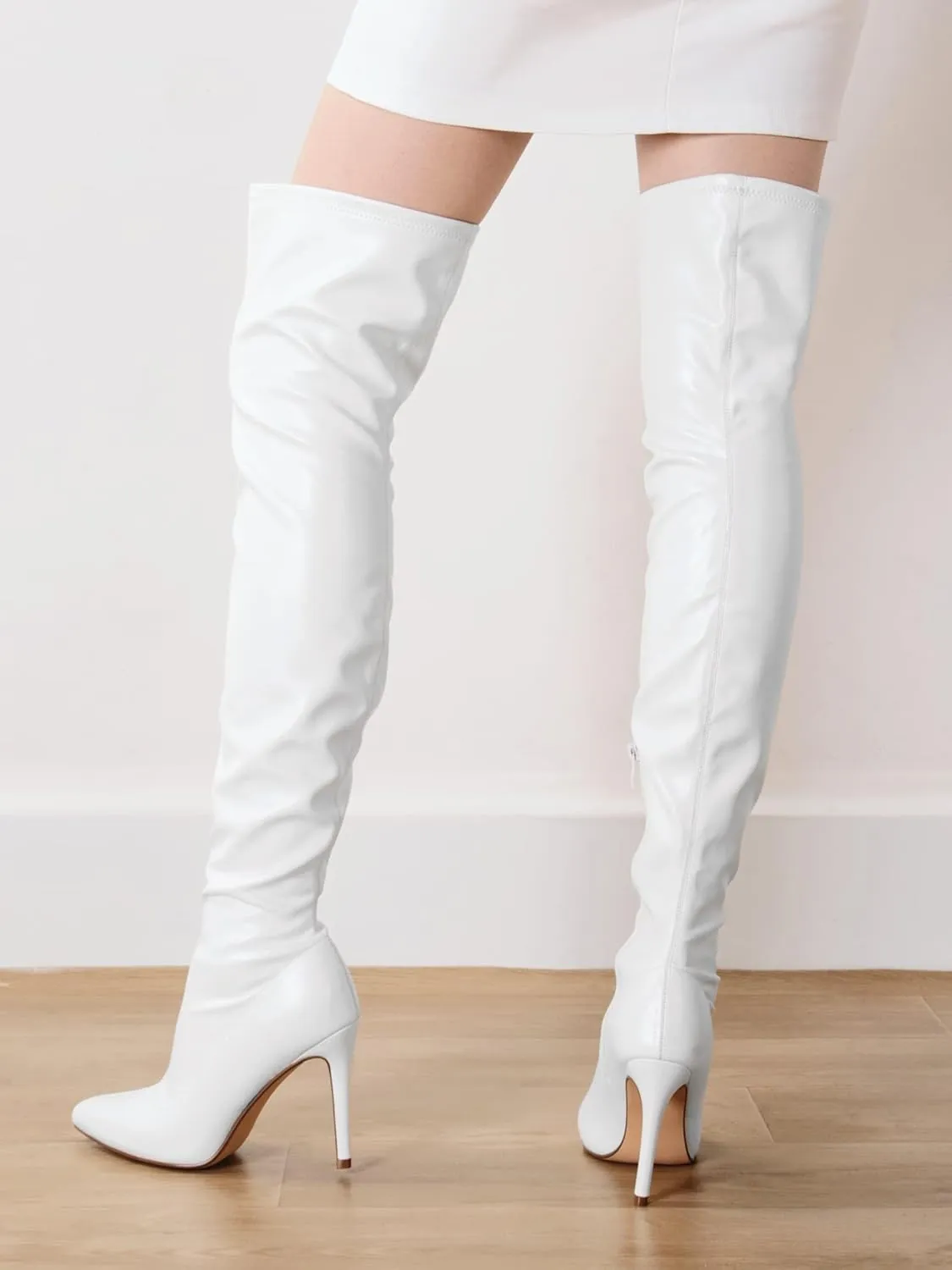 Shoe'N Tale Women Over The Knee High Stretchy Leather Thigh High Snow Boots