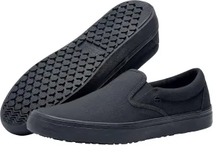 Shoes for Crews Merlin, Slip-On, Men's, Women's, Unisex, Slip Resistant Work Shoes, Black Canvas, Men's Size 13, Women's Size 14.5