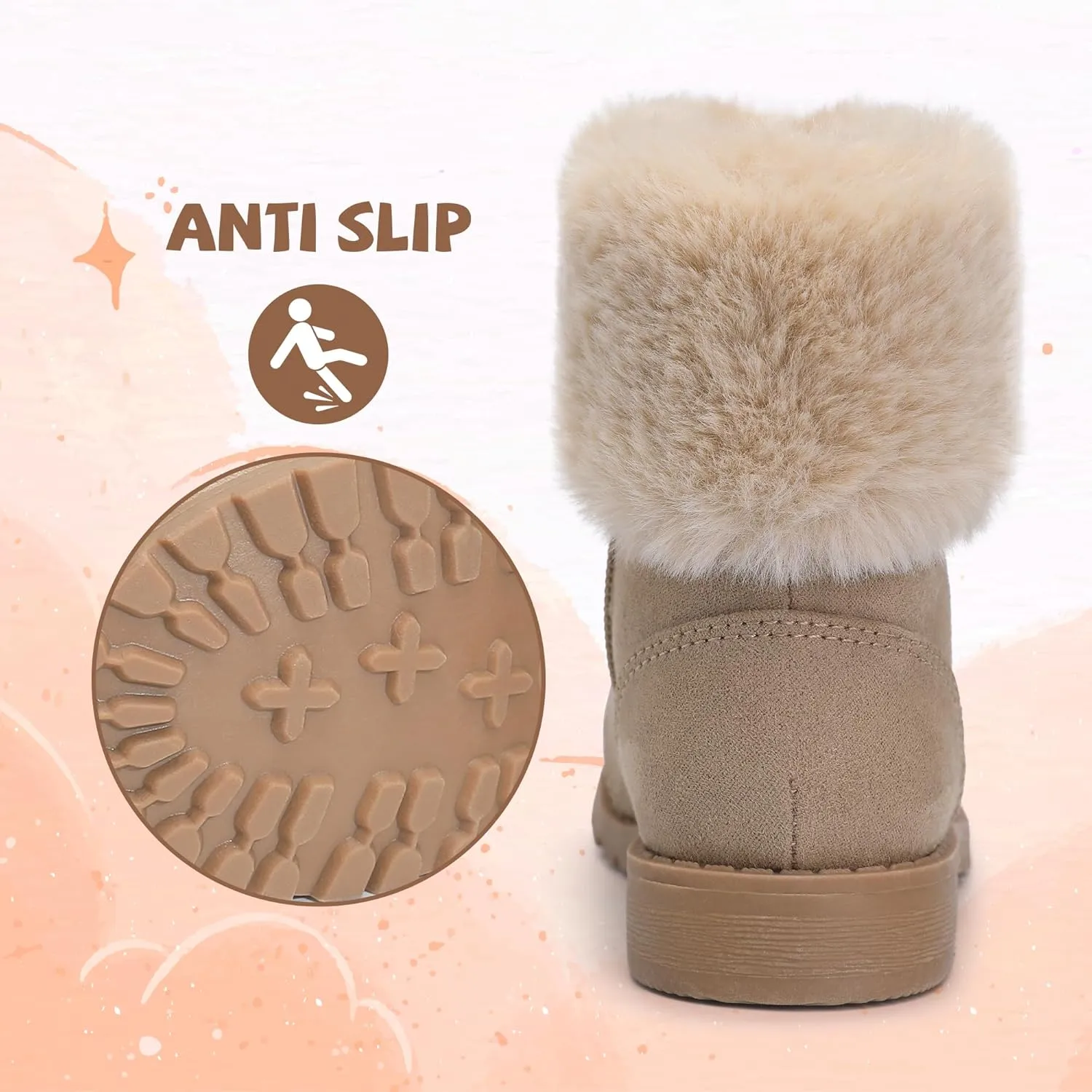 shoeslocker Girls Toddler Boots Warm Lightweight Winter Ankle Boot Seasonal Fashion