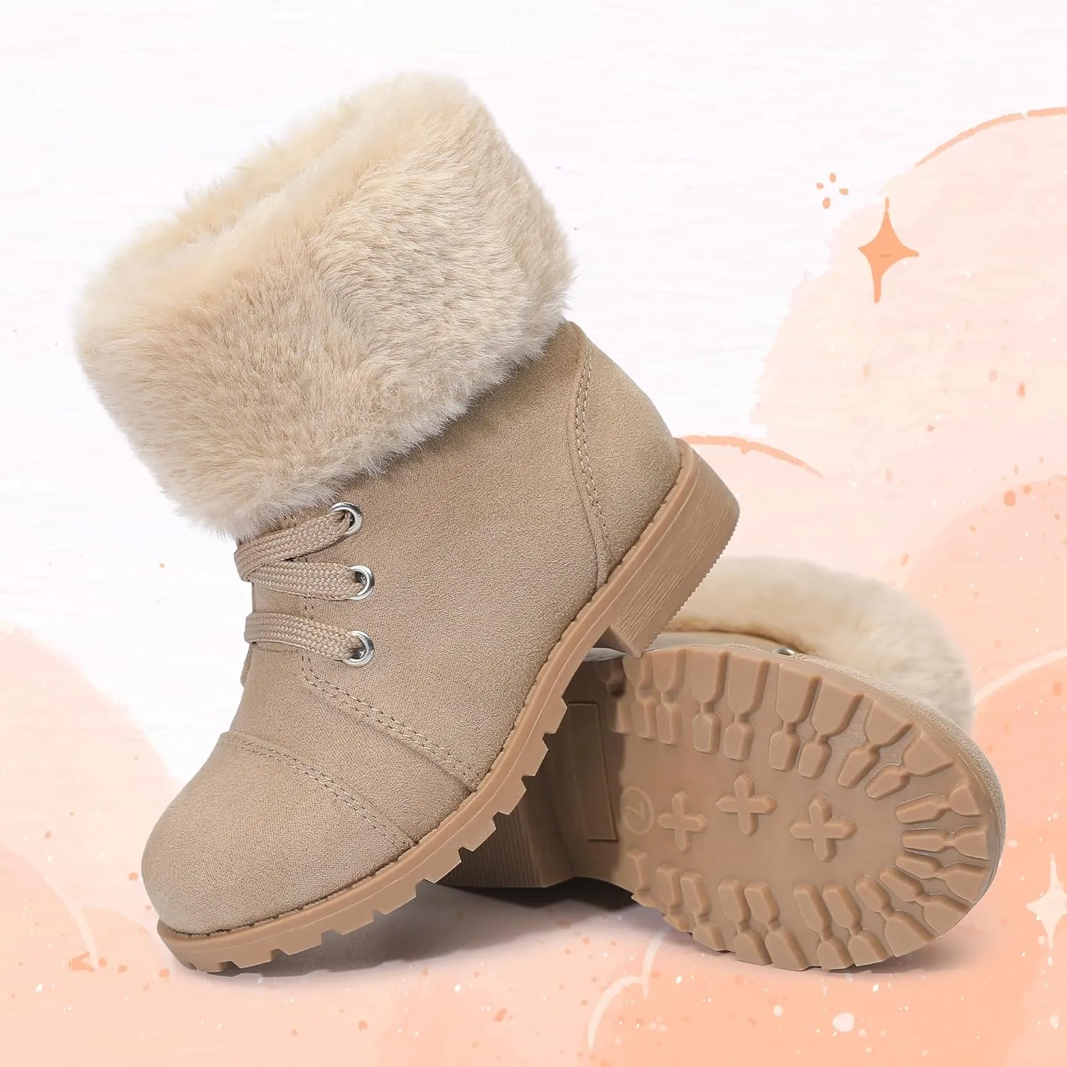 shoeslocker Girls Toddler Boots Warm Lightweight Winter Ankle Boot Seasonal Fashion