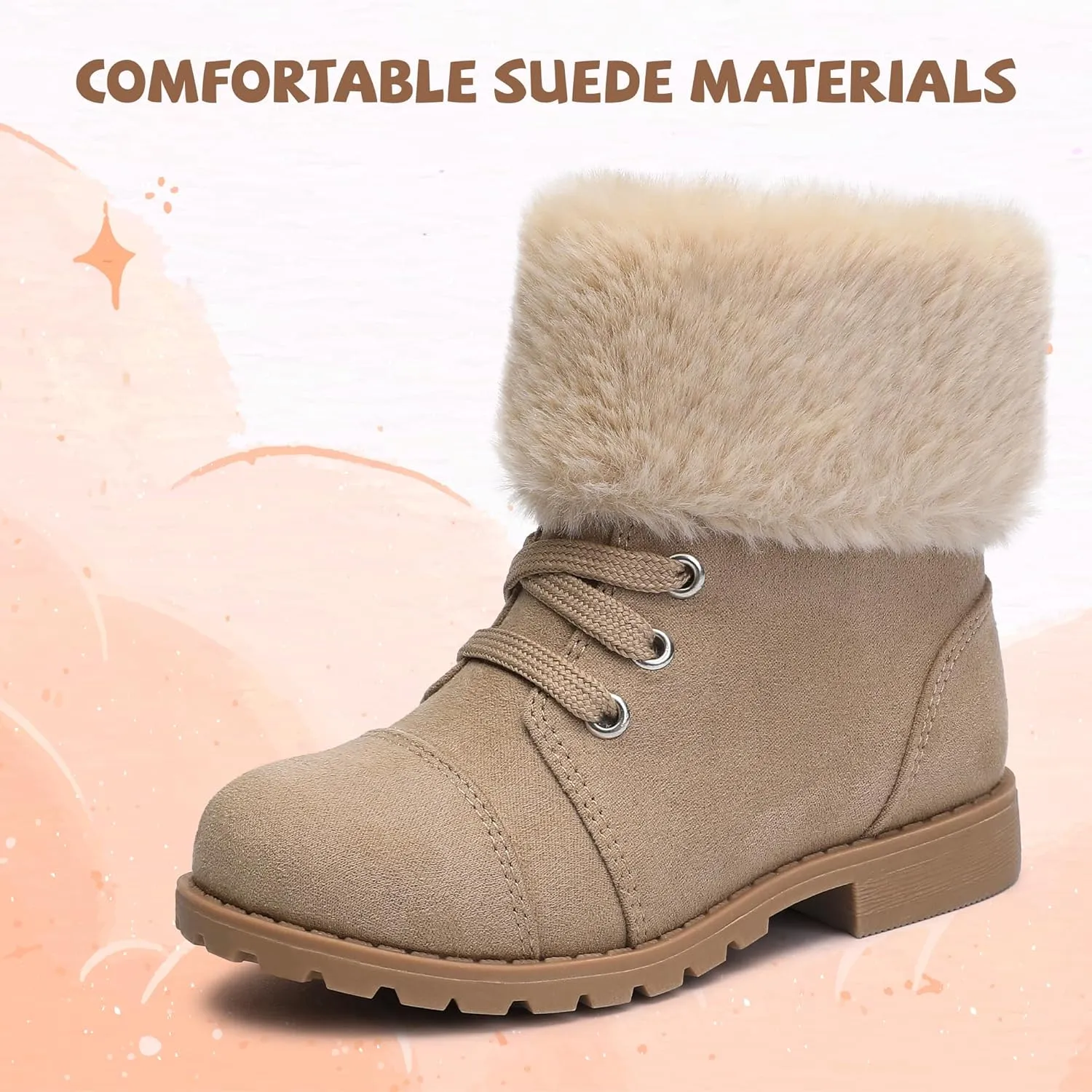 shoeslocker Girls Toddler Boots Warm Lightweight Winter Ankle Boot Seasonal Fashion