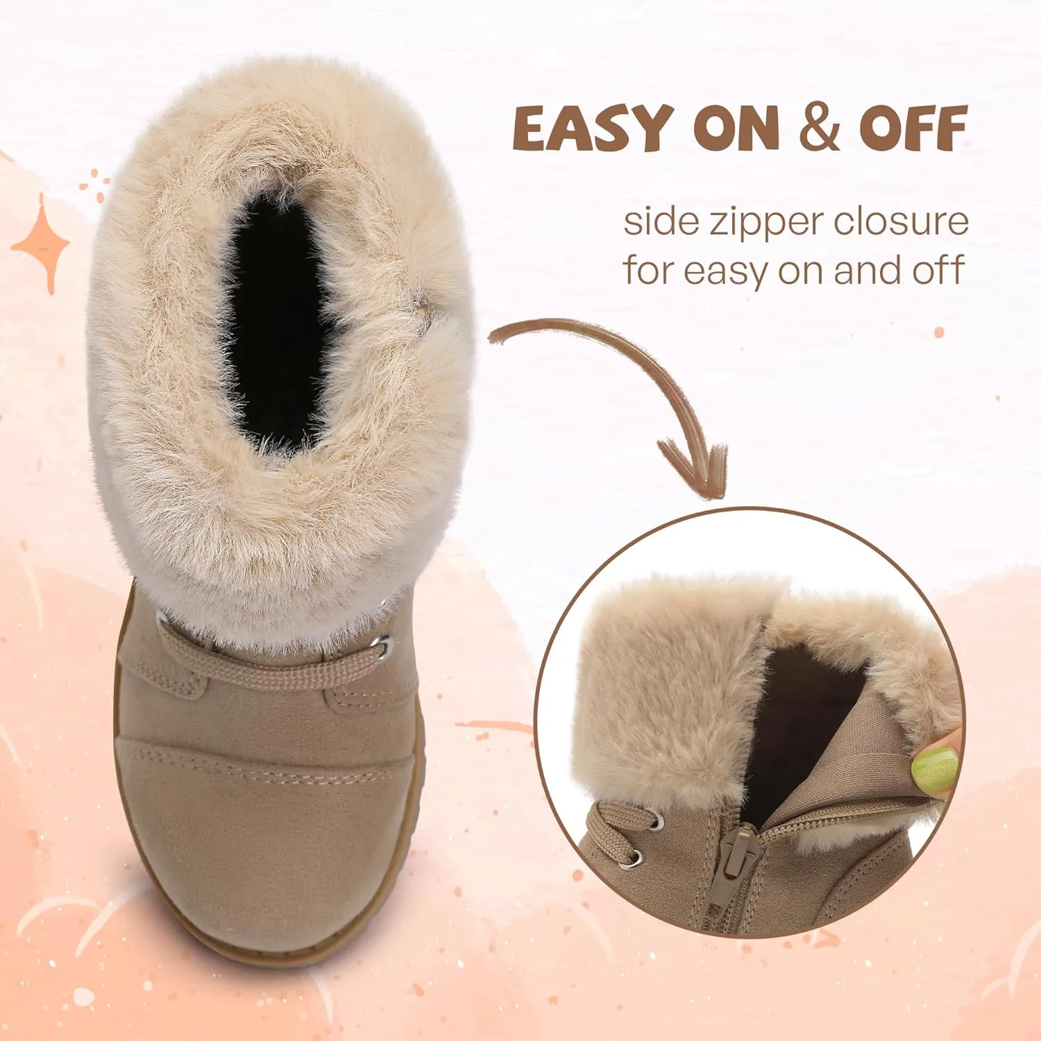 shoeslocker Girls Toddler Boots Warm Lightweight Winter Ankle Boot Seasonal Fashion