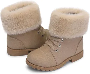 shoeslocker Girls Toddler Boots Warm Lightweight Winter Ankle Boot Seasonal Fashion