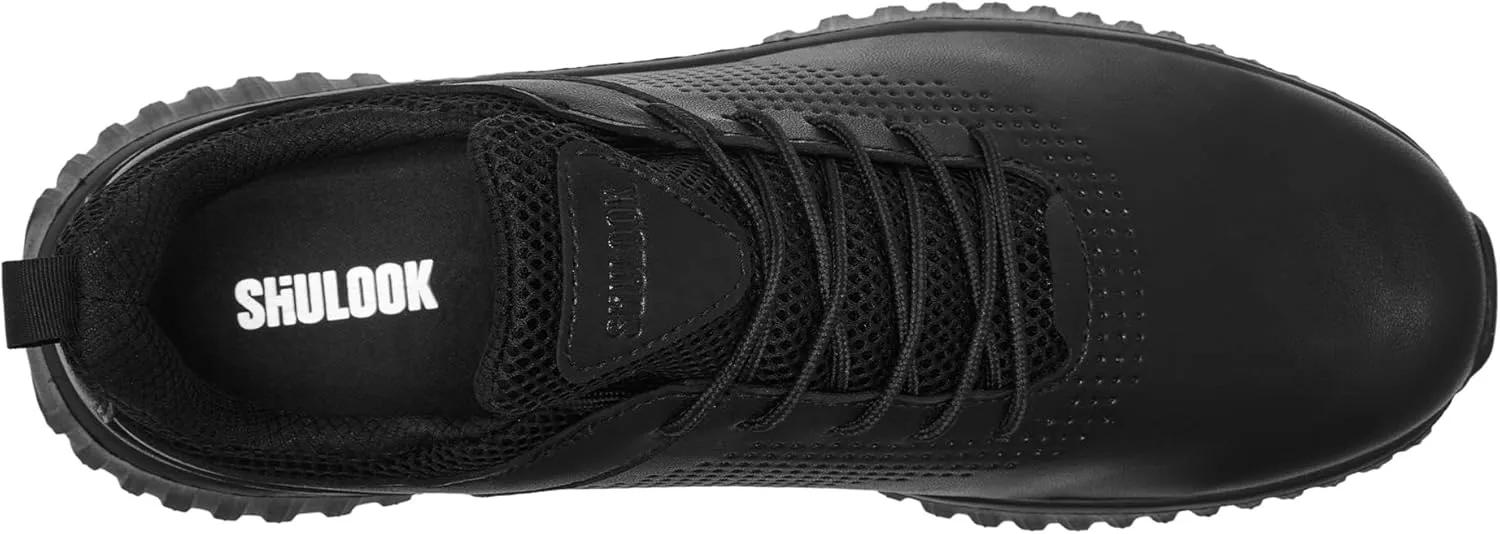 SHULOOK Men's Non Slip Work Shoes Lace Up Slip On Sneakers Waterproof Food Service Kitchen Chef Restaurant Slip Resistant Walking Shoes Lightweight Comfortable Working Footwear