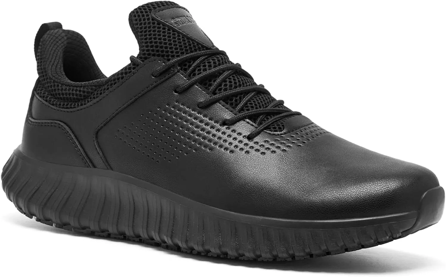 SHULOOK Men's Non Slip Work Shoes Lace Up Slip On Sneakers Waterproof Food Service Kitchen Chef Restaurant Slip Resistant Walking Shoes Lightweight Comfortable Working Footwear