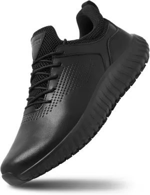 SHULOOK Men's Non Slip Work Shoes Lace Up Slip On Sneakers Waterproof Food Service Kitchen Chef Restaurant Slip Resistant Walking Shoes Lightweight Comfortable Working Footwear
