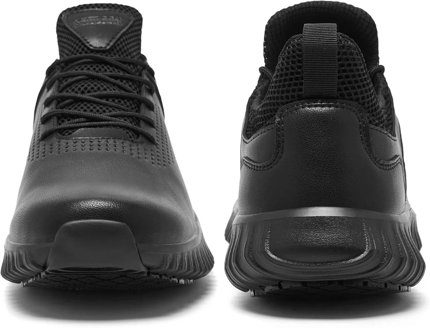 SHULOOK Men's Non Slip Work Shoes Lace Up Slip On Sneakers Waterproof Food Service Kitchen Chef Restaurant Slip Resistant Walking Shoes Lightweight Comfortable Working Footwear