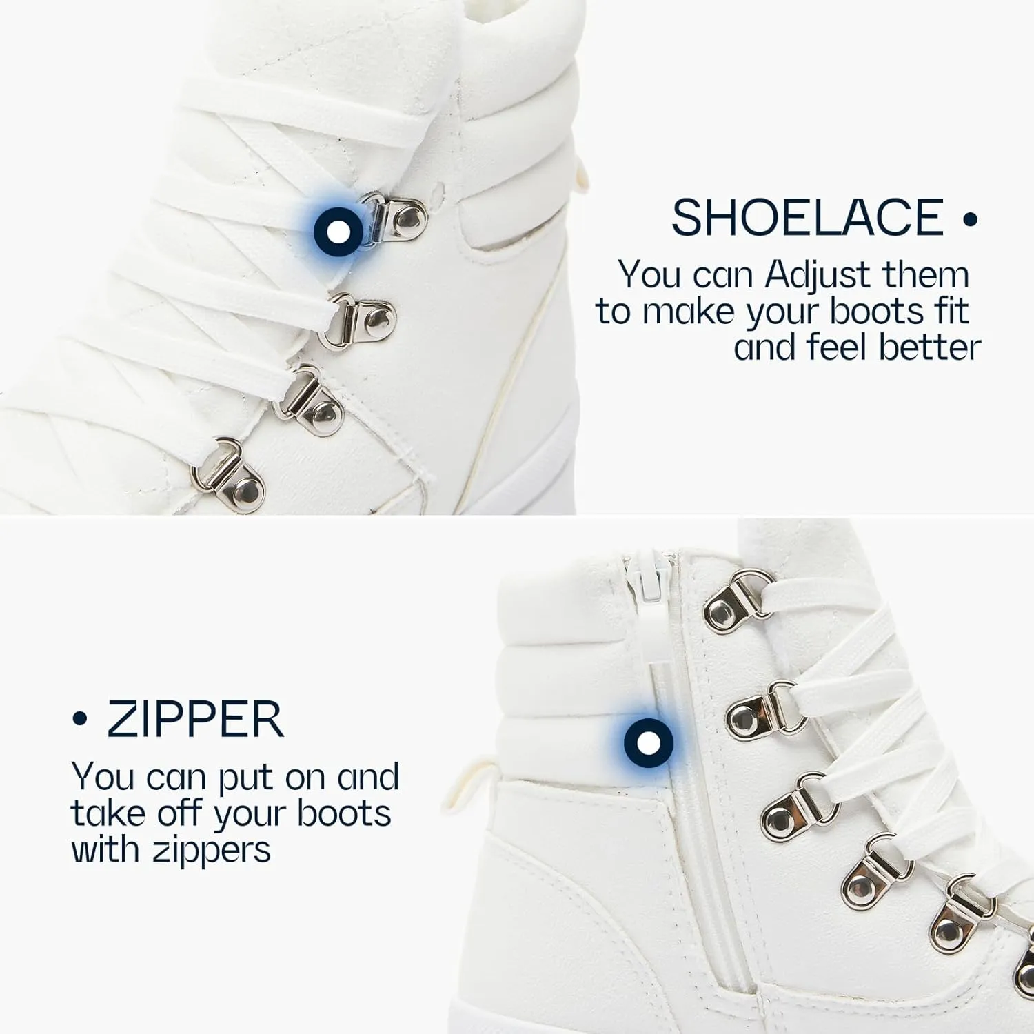 Shupua Women's Ankle Boots Winter Snow boots Fur Lined Warm Booties Girls Snow boot Lace Up Ankle boot