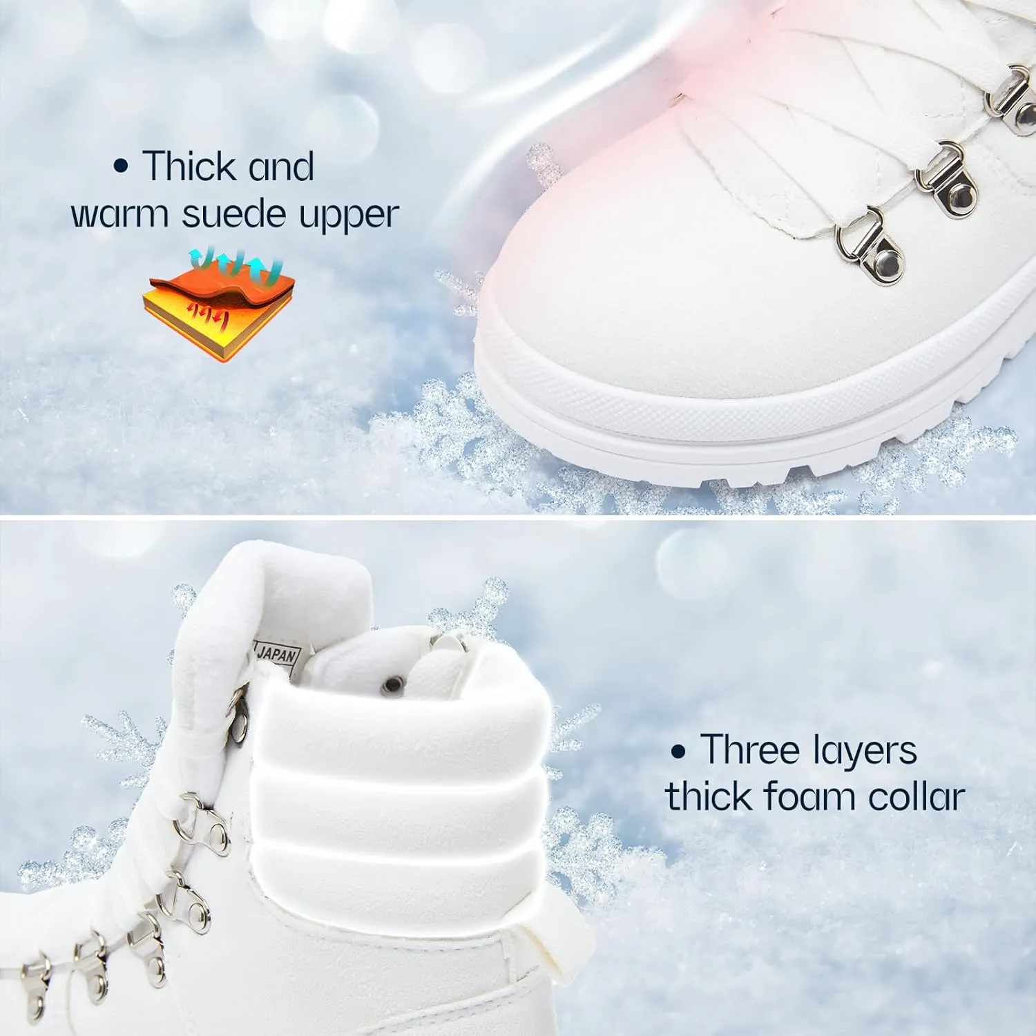 Shupua Women's Ankle Boots Winter Snow boots Fur Lined Warm Booties Girls Snow boot Lace Up Ankle boot