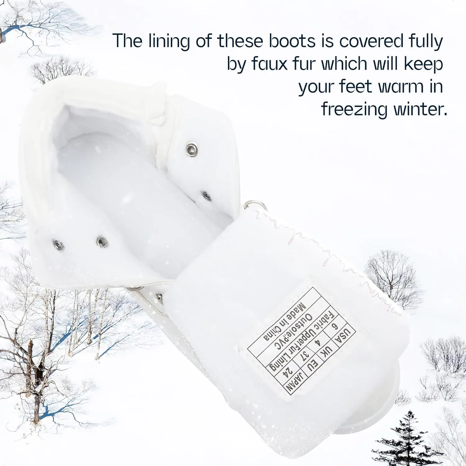 Shupua Women's Ankle Boots Winter Snow boots Fur Lined Warm Booties Girls Snow boot Lace Up Ankle boot
