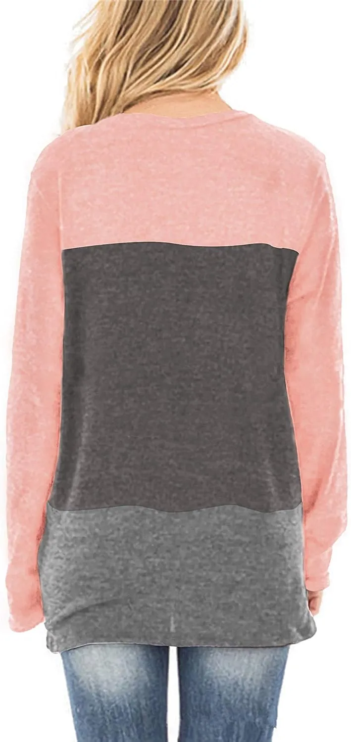 Sieanear Womens Casual Long Sleeve T-Shirts Twist Knot Front Tunic Tops