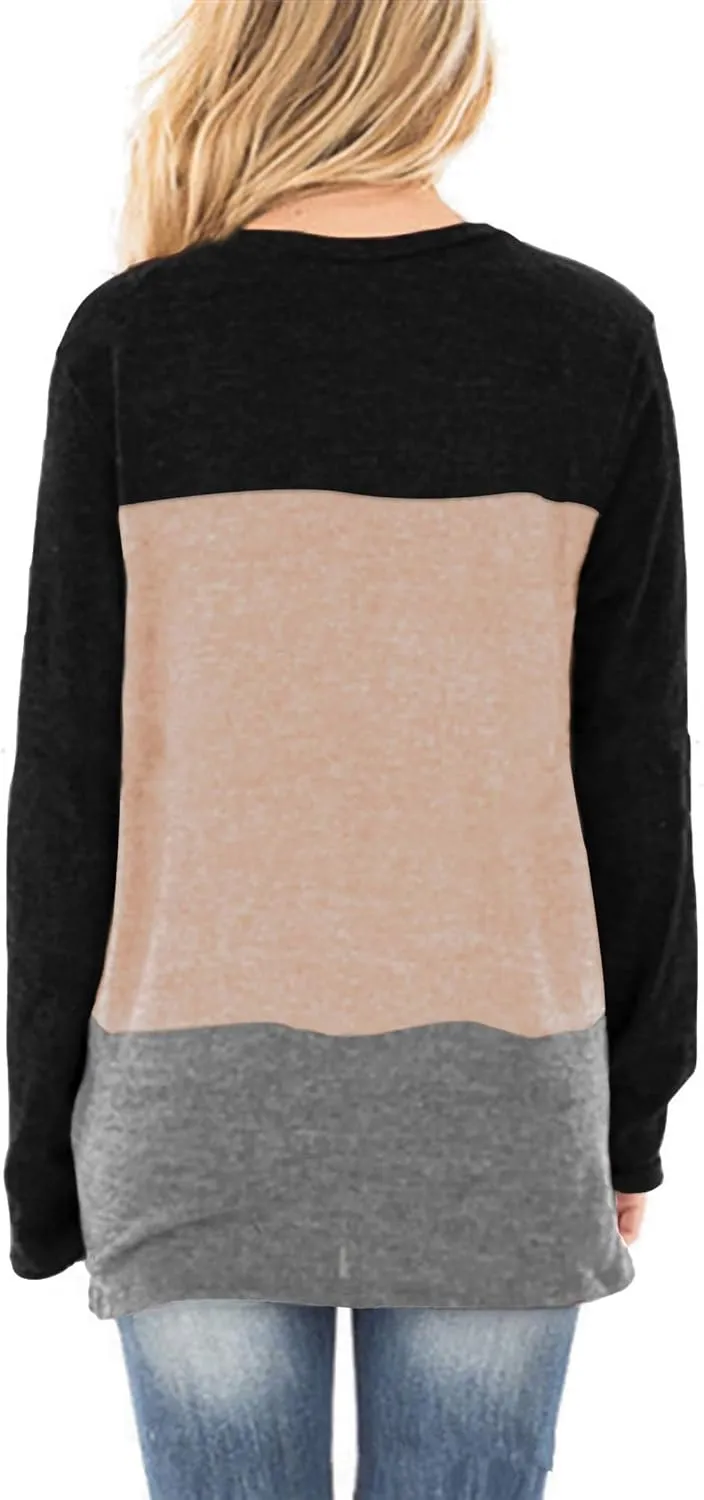 Sieanear Womens Casual Long Sleeve T-Shirts Twist Knot Front Tunic Tops
