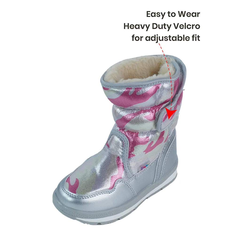 Silver & Fuchsia Pink Waterproof Winter Snow Boots for Women for minus temperature