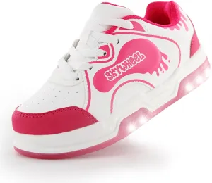 SKYWHEEL Kids Sneakers for Boys Gilrs Skate Shoes Lace up Athletic Running Walking Light Up Tennis Shoes Size 11 to Big Kids Size 3