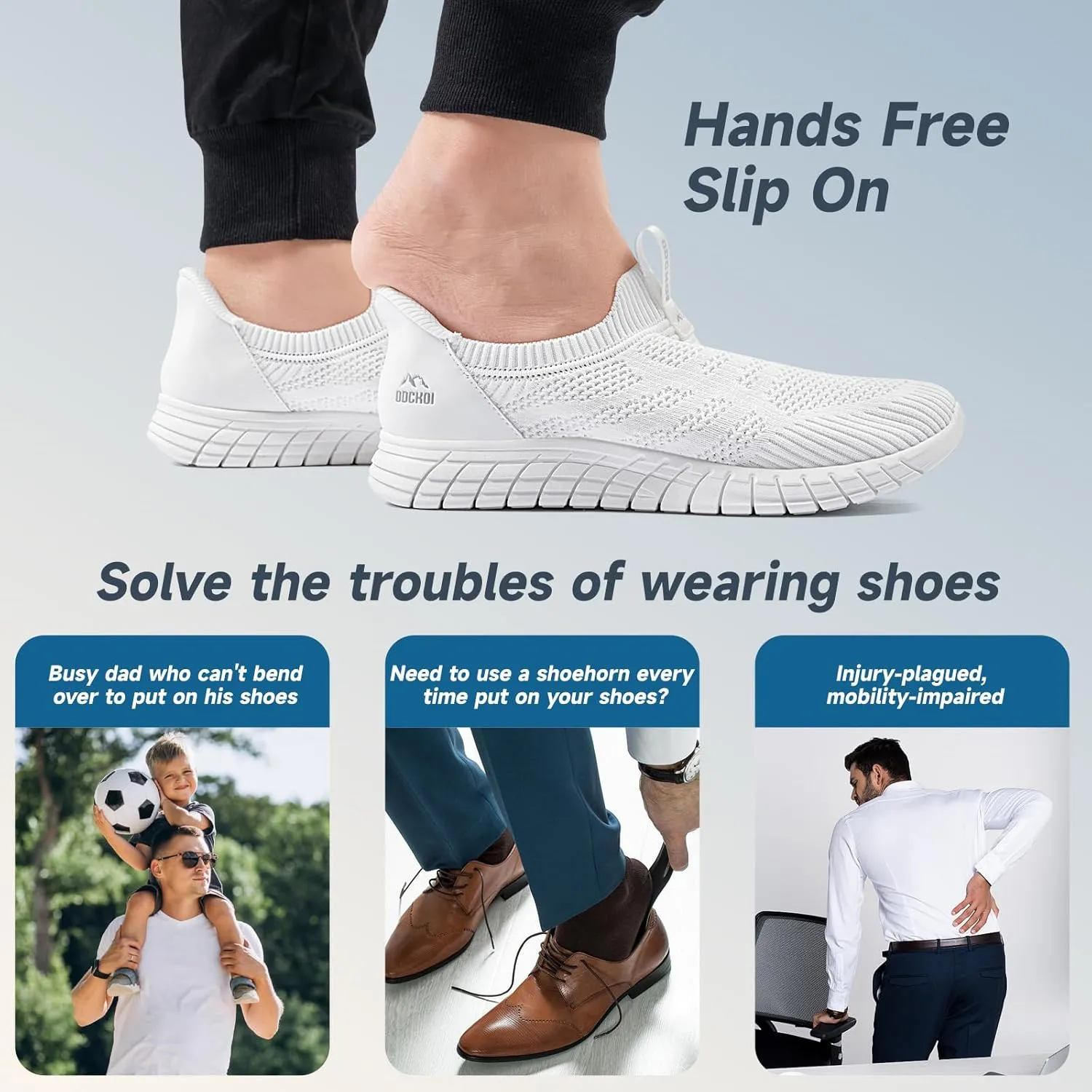 Slip in Mens Hands Free Slip On Sneakers Non Slip Breathable Walking Shoes Athletic Gym Workout Casual Shoes Fashion Loafers